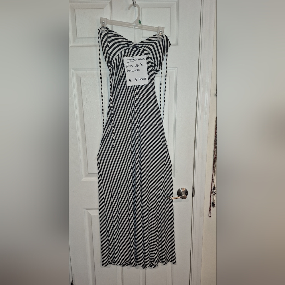 Black and white striped dress